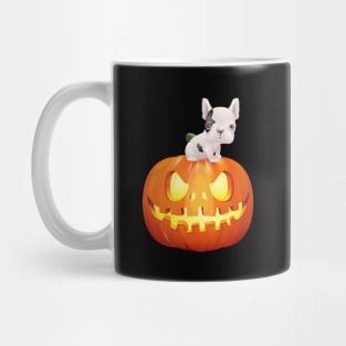 French Bulldog on Halloween Pumpkin Mug